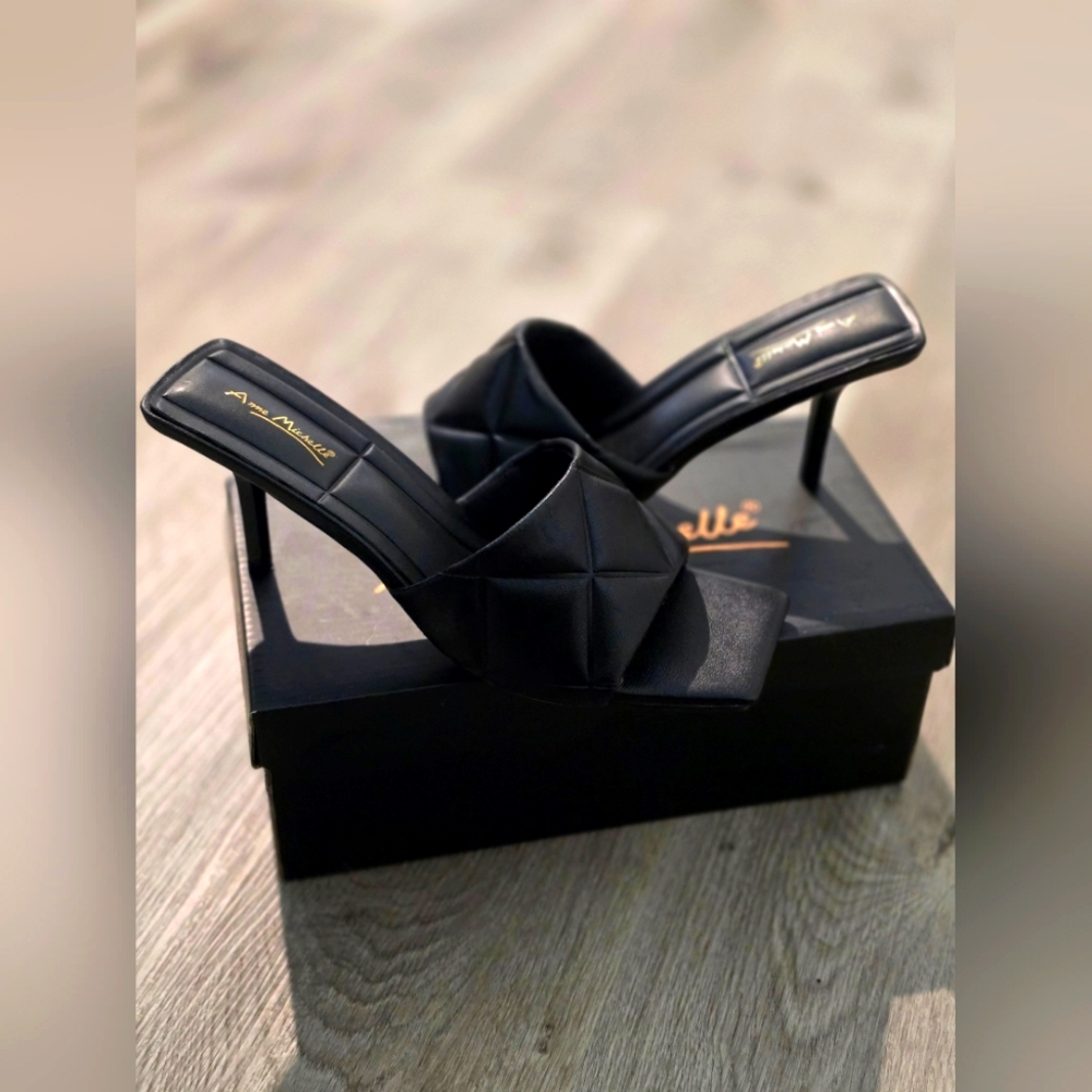 Quilted Open-Toe Kitten Heel